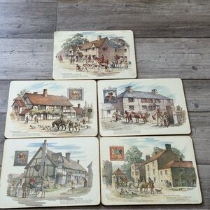 Set Of 5 Vintage Clover Leaf Cork Back Table Mats